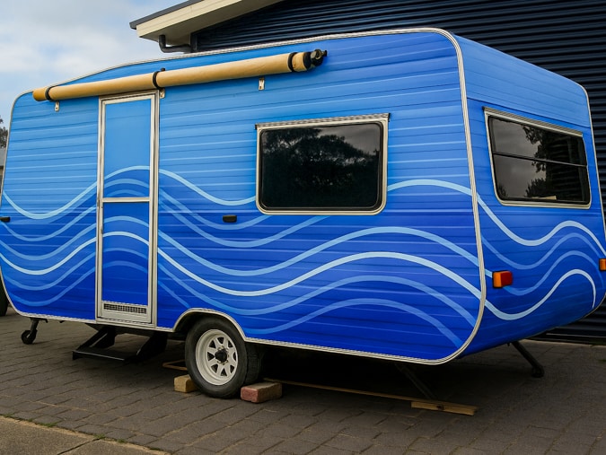 Réalisation d'un covering d'une caravane