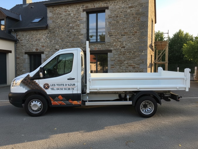 Flocage de camion benne pour une entreprise de couvreur