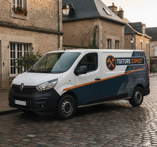 Flocage publicitaire d'un camion de couvreur