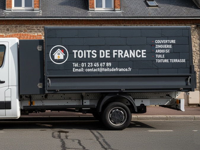 Personnalisation d'un véhicule professionnel d'entreprise de couvreur