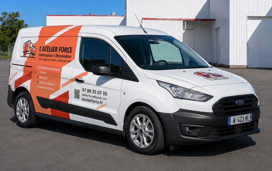 habillage utilitaire atelier force ford transit connect 3 quarts avant