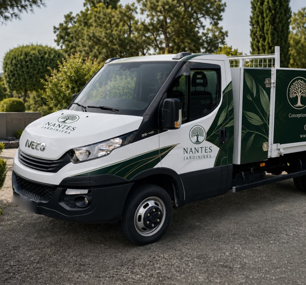 Covering d'un utilitaire camion benne pour un jardinier situé à Nantes